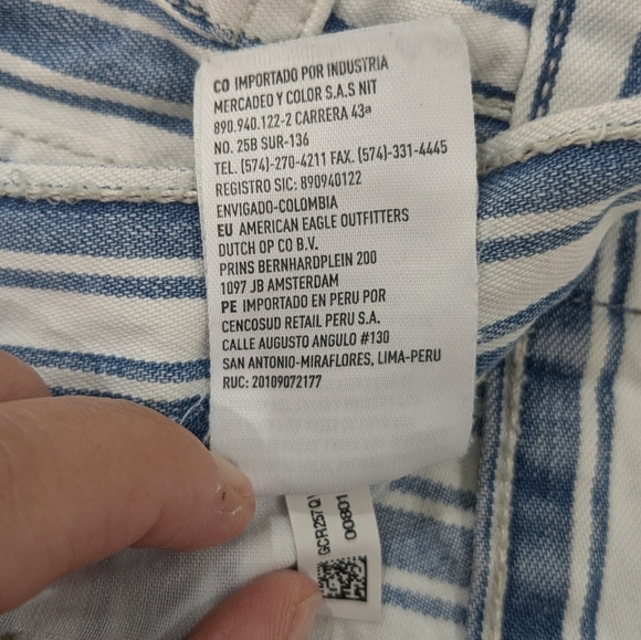 American Eagle Jean Mom Shorts Blue White Striped High Rise Y2K Casual Retro 12 - Picture 9 of 9